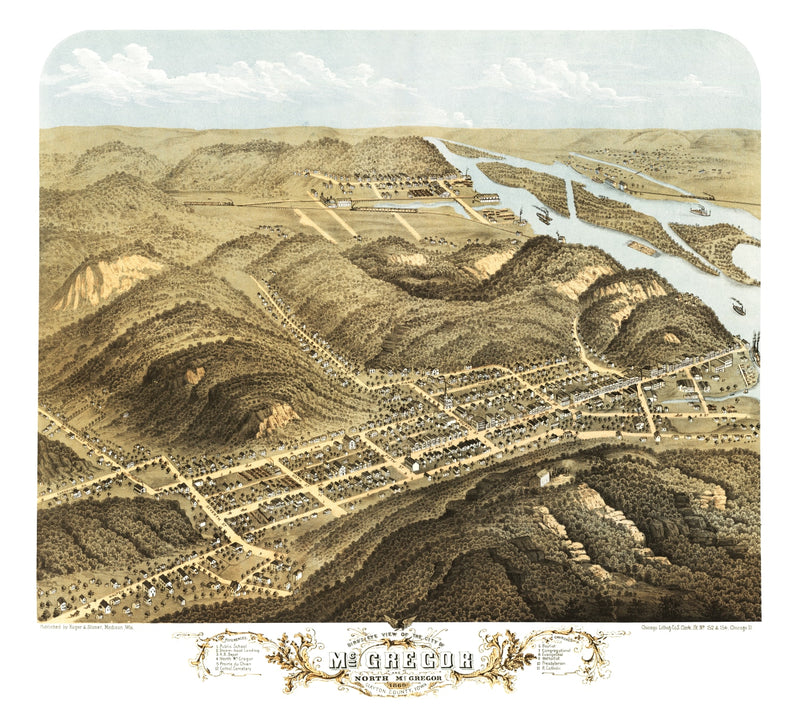 Size comparison using Vintage Map of McGregor, Iowa 1869
