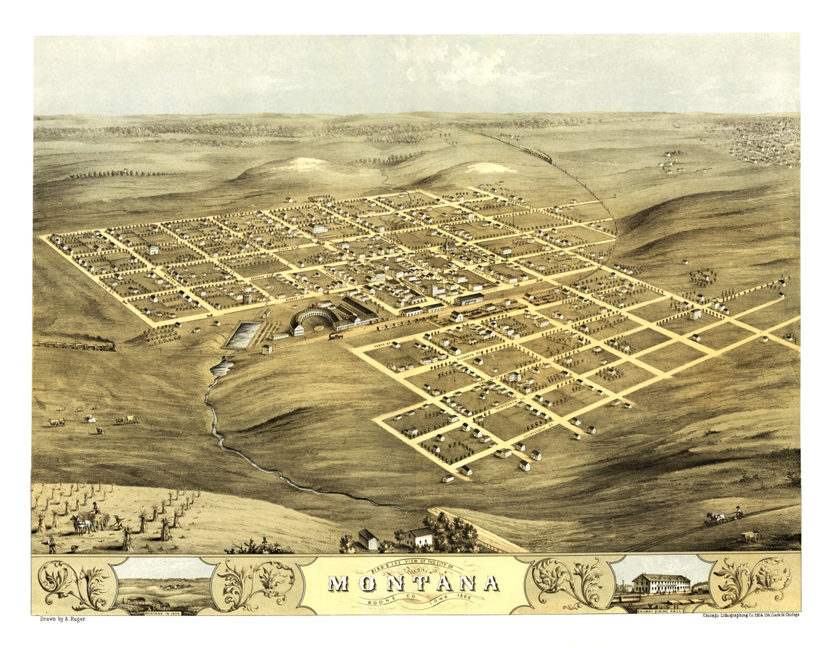 Preview of Vintage Map of Montana, Iowa 1868