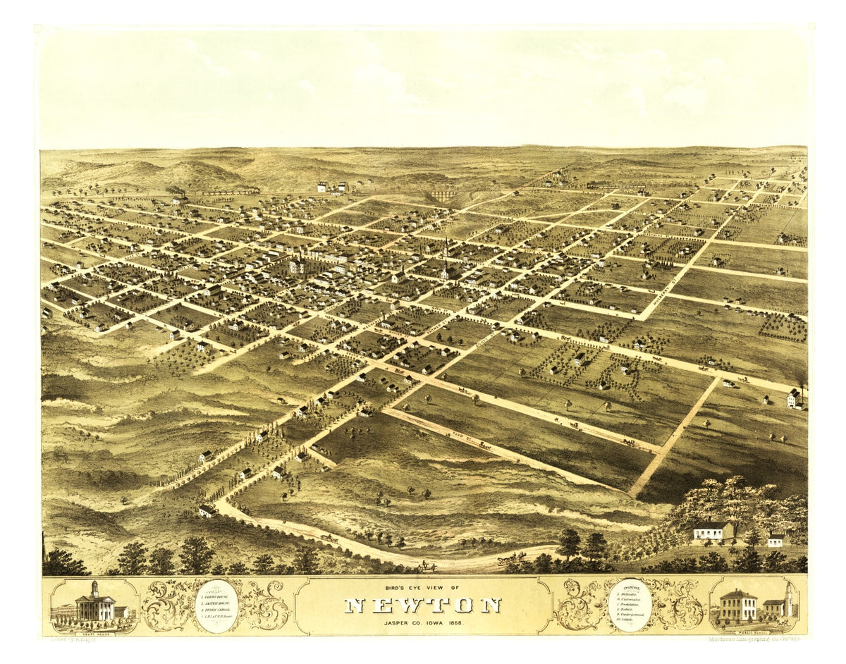 Preview of Vintage Map of Newton, Iowa 1868