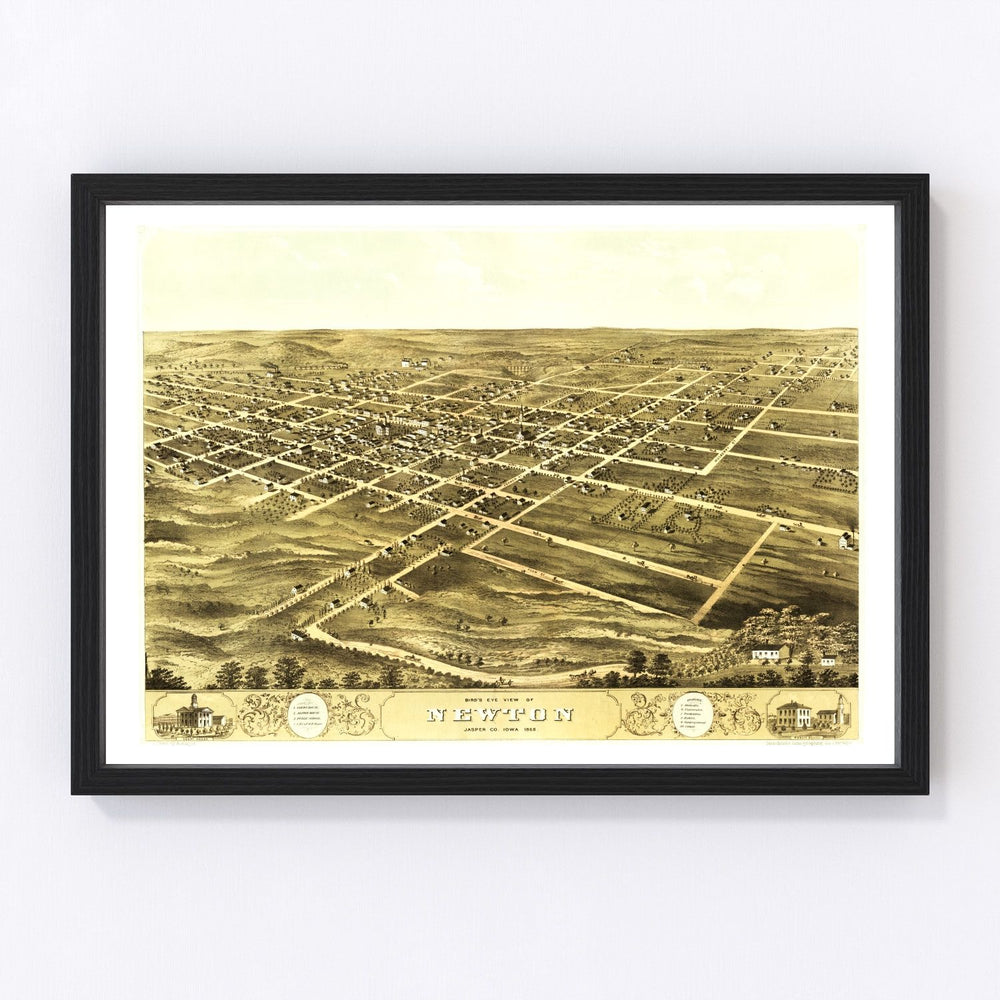 Newton Vintage Map 1868