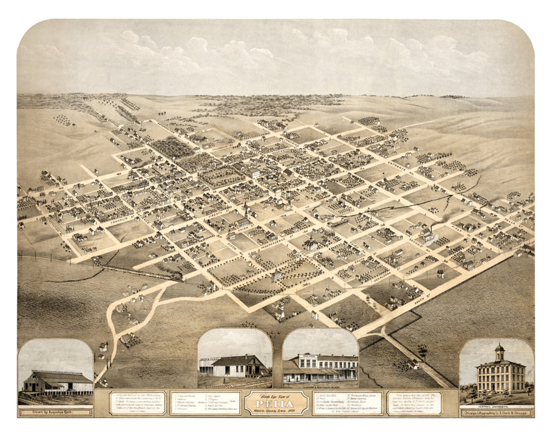 Size comparison using Vintage Map of Pella, Iowa 1869