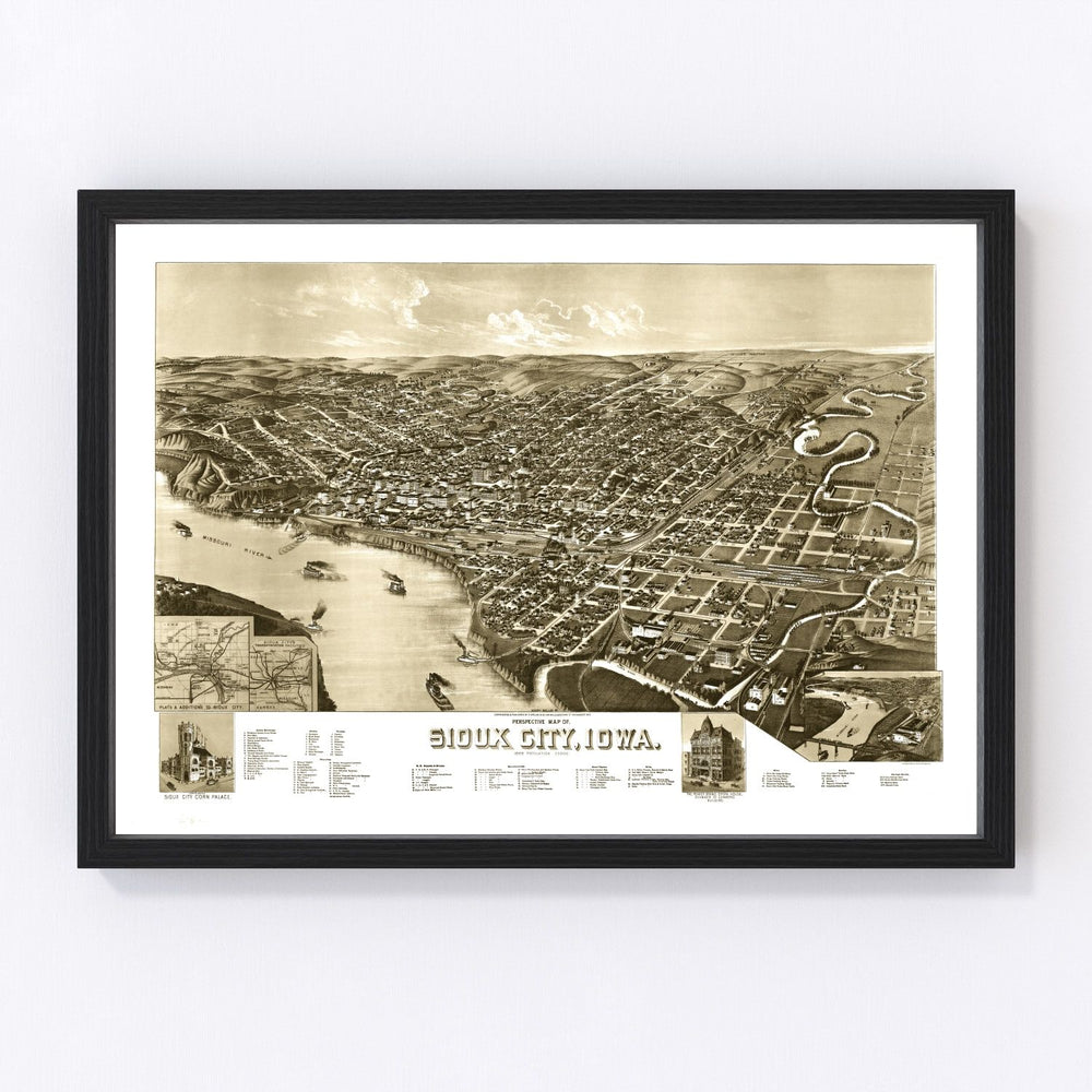 Sioux City Vintage Map 1888