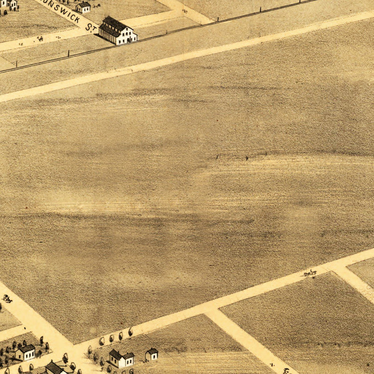 Restored historic details from the 1869 city map of Brookfield, Missouri