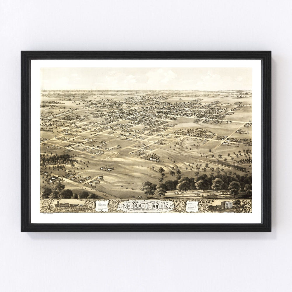 Chillicothe Vintage Map 1869