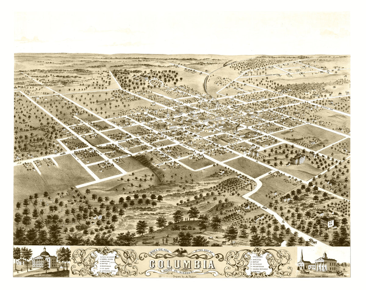 Preview of Vintage Map of Columbia, Missouri 1869