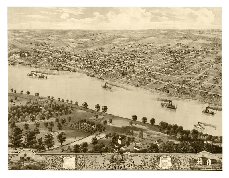 Size comparison using Vintage Map of Jefferson City, Missouri 1869