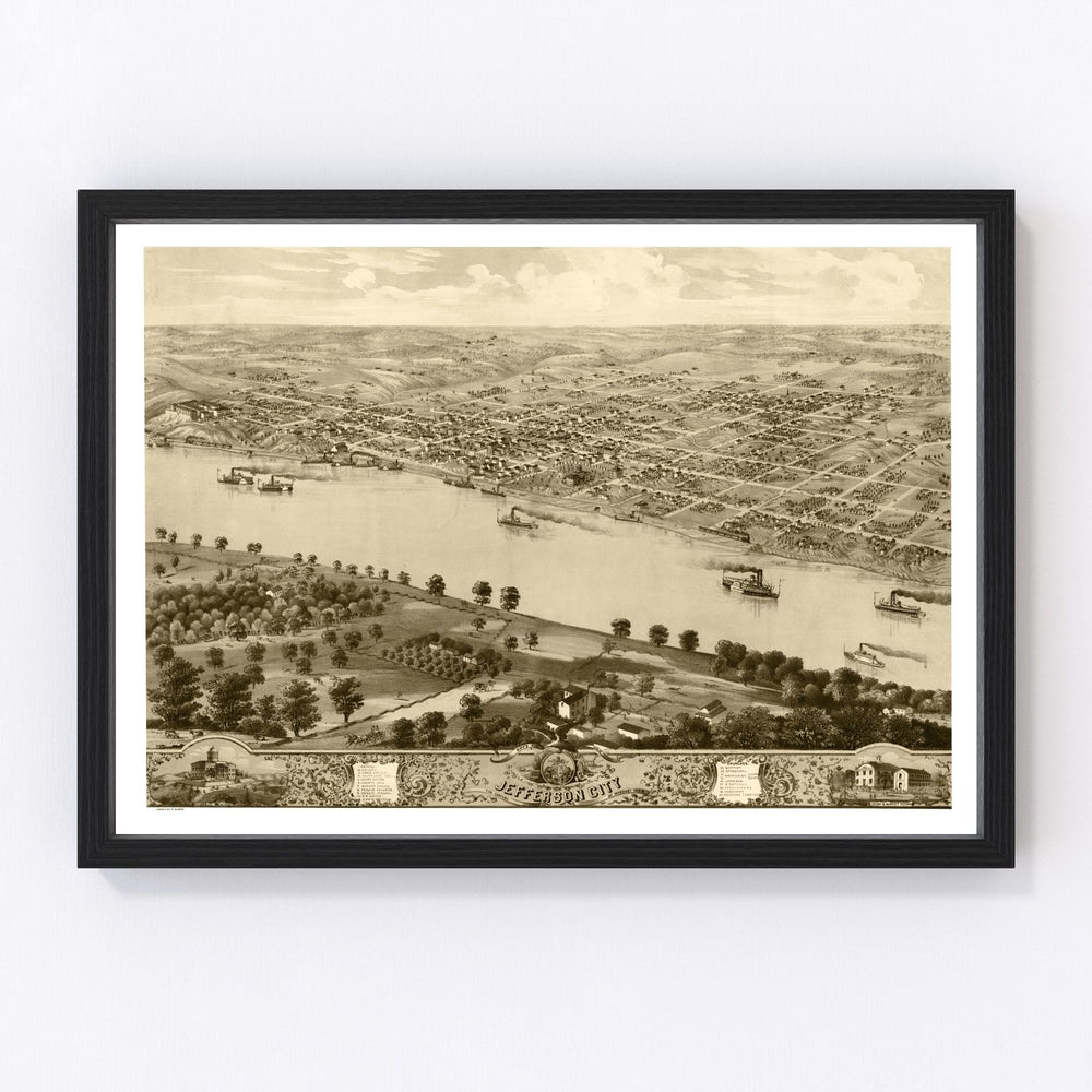 Jefferson City Vintage Map 1869