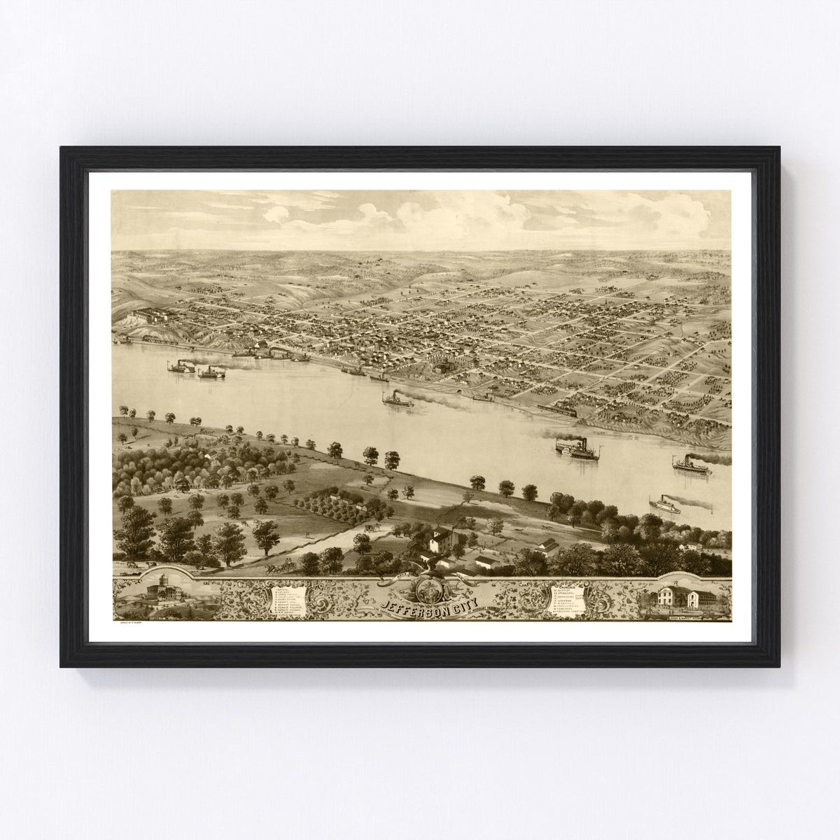 Jefferson City Vintage Map 1869