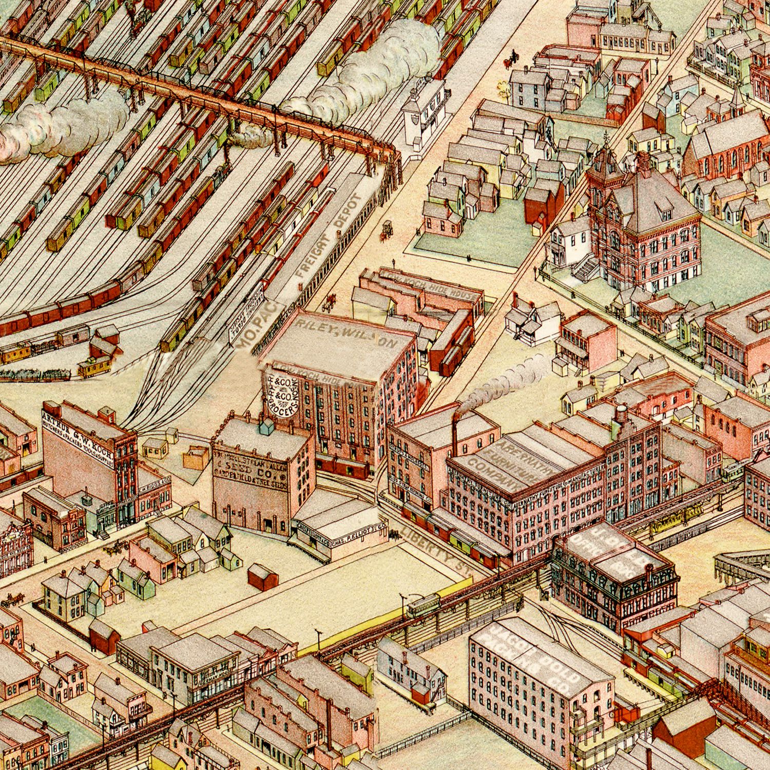 Restored historic details from the 1895 city map of Kansas City, Missouri