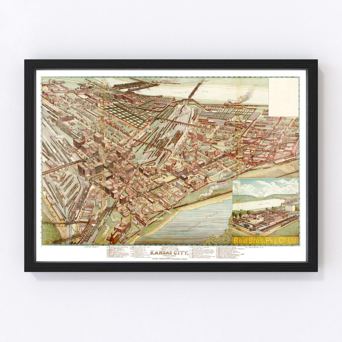 Kansas City Vintage Map 1895