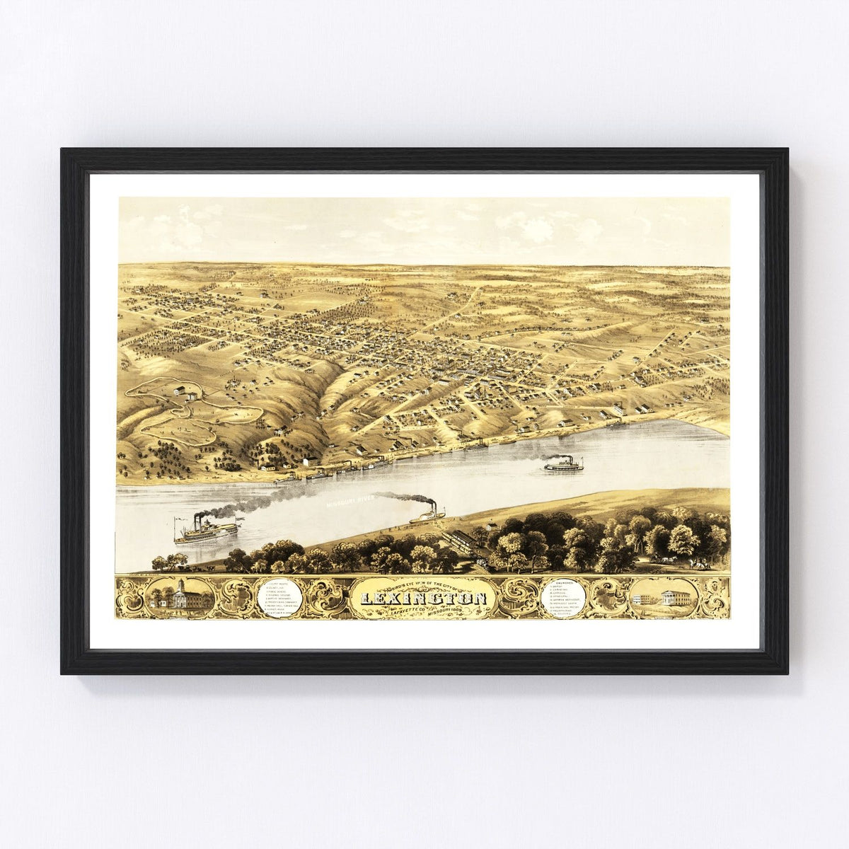 Lexington Vintage Map 1869