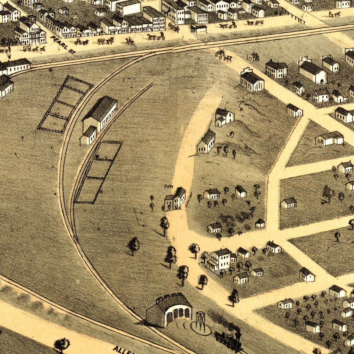 Restored historic details from the 1869 city map of Macon City, Missouri