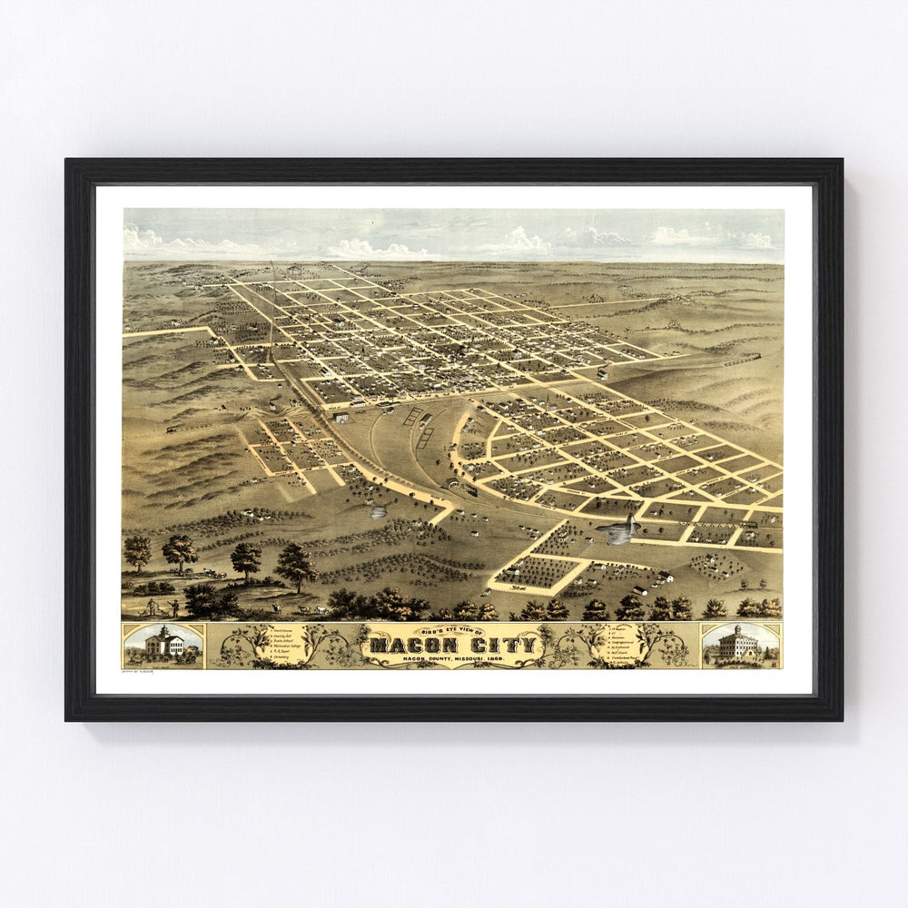 Macon City Vintage Map 1869
