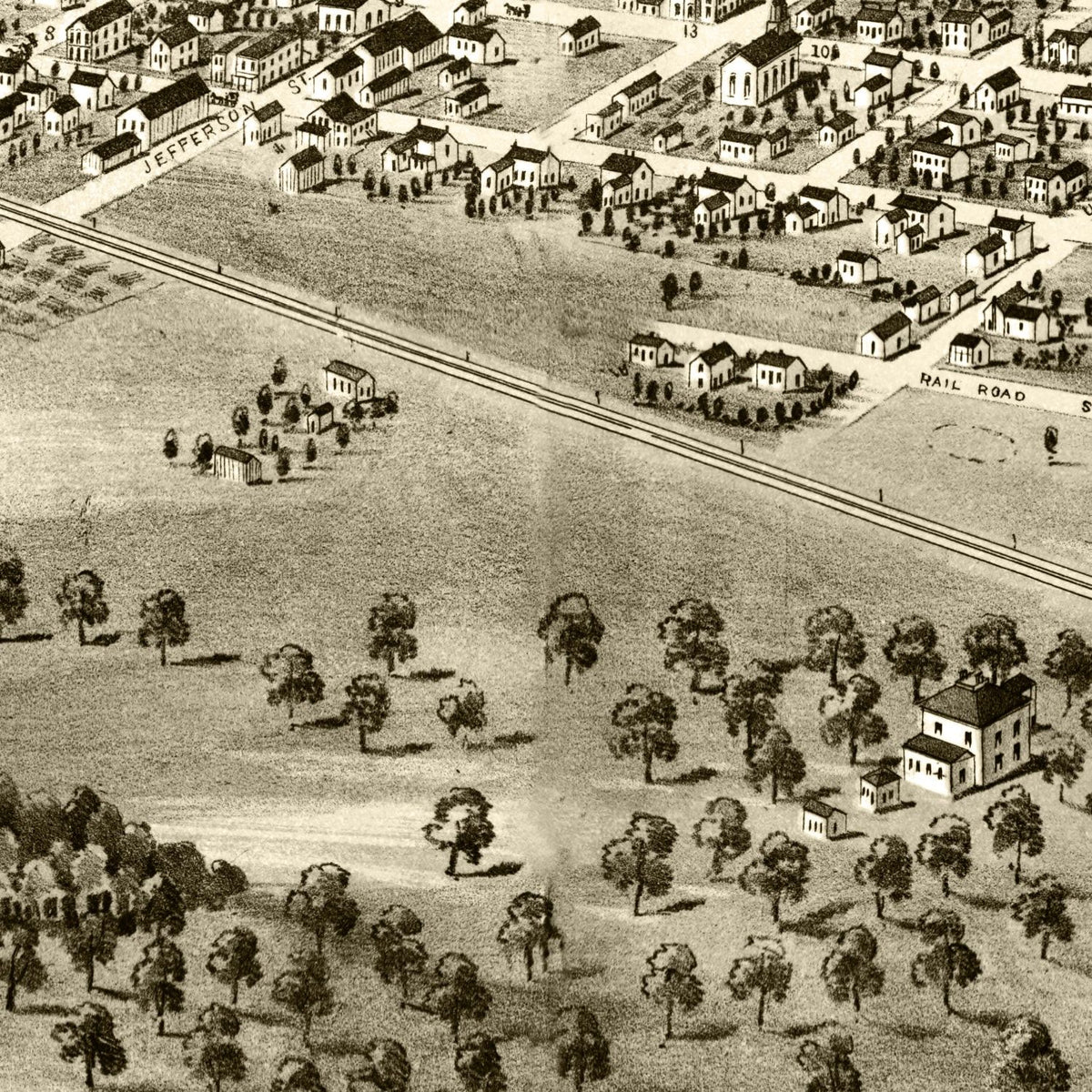 Restored historic details from the 1869 city map of Mexico, Missouri