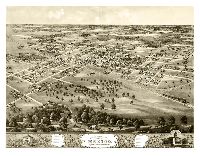 Size comparison using Vintage Map of Mexico, Missouri 1869