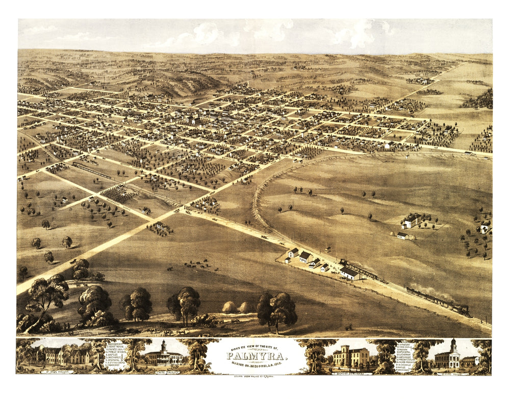 Vintage Map of Palmyra, Missouri 1869 print style example