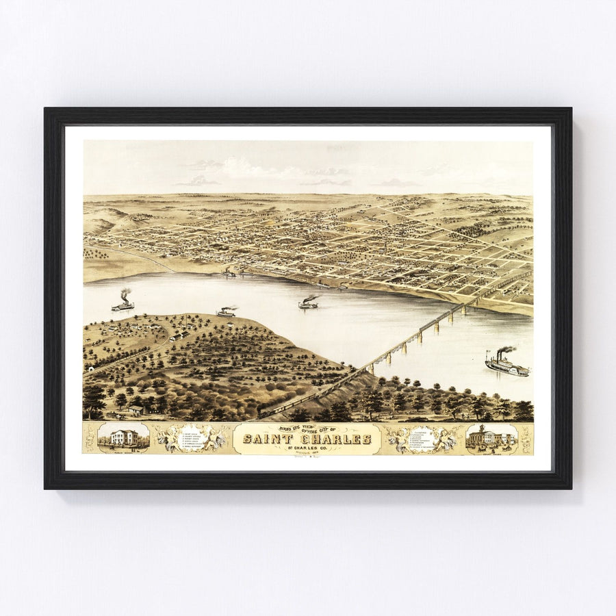 Vintage Map of St. Charles, Missouri 1869
