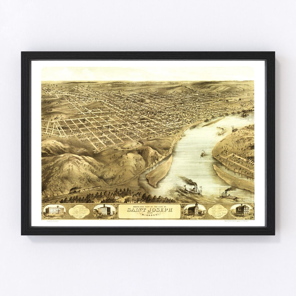Saint Joseph Vintage Map 1868