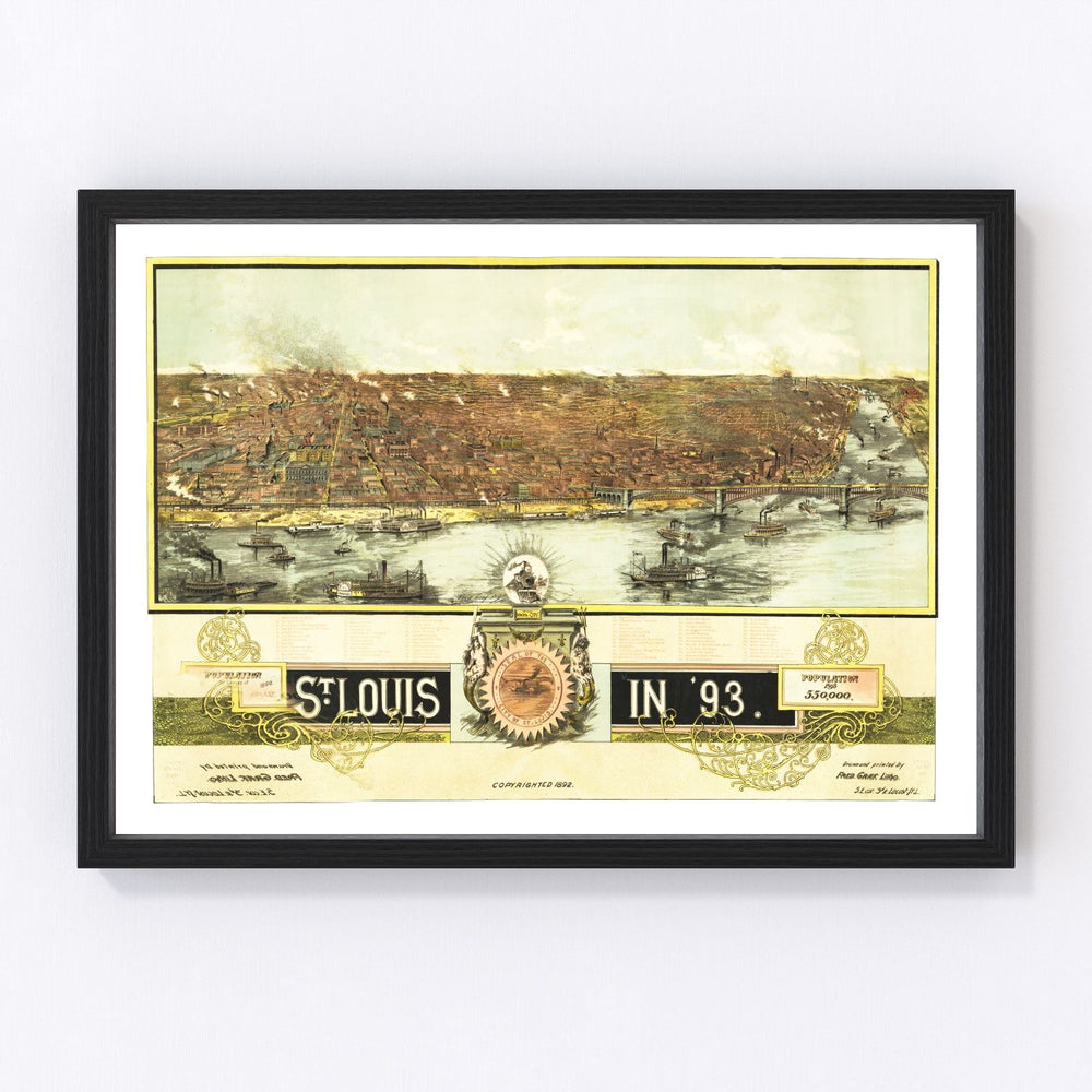 St. Louis Vintage Map 1893