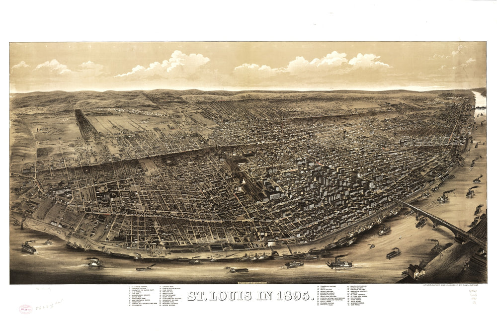 Vintage Map of St. Louis, Missouri 1895 print style example