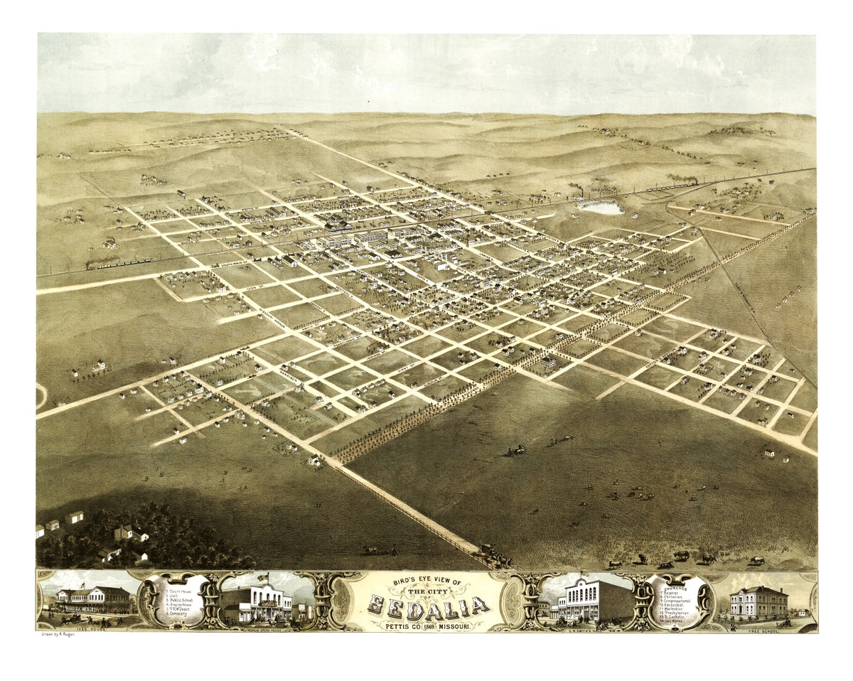Preview of Vintage Map of Sedalia, Missouri 1869