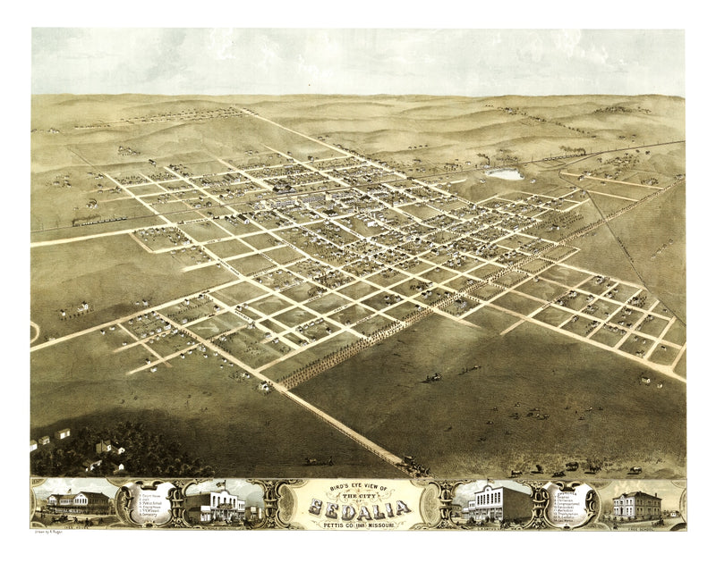 Size comparison using Vintage Map of Sedalia, Missouri 1869