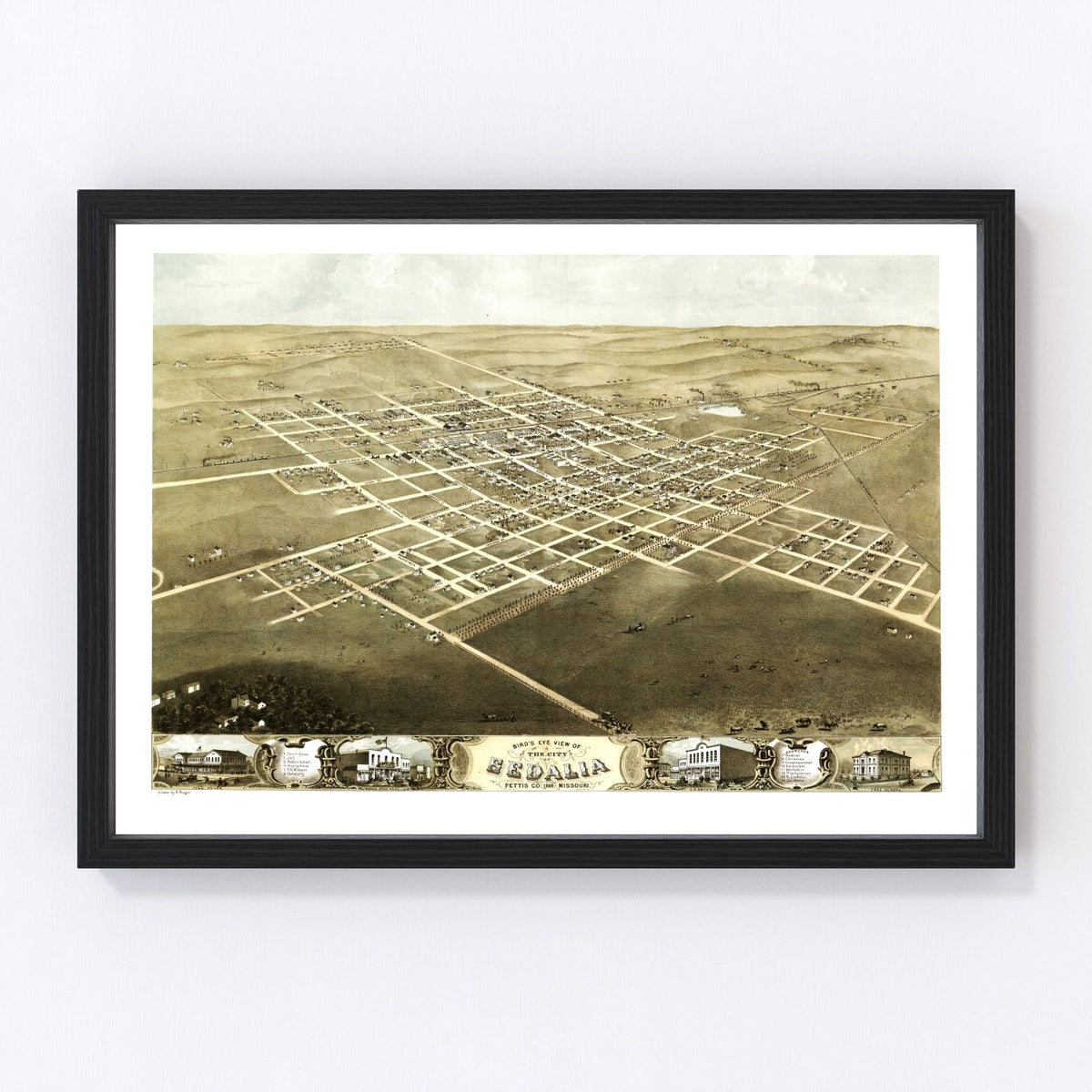 Sedalia Vintage Map 1869