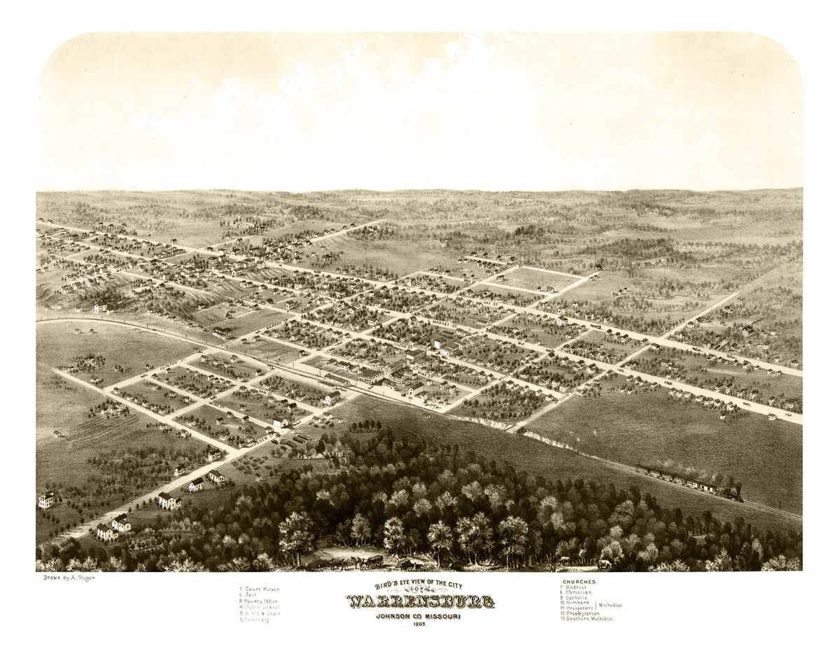 Preview of Vintage Map of Warrensburg, Missouri 1869