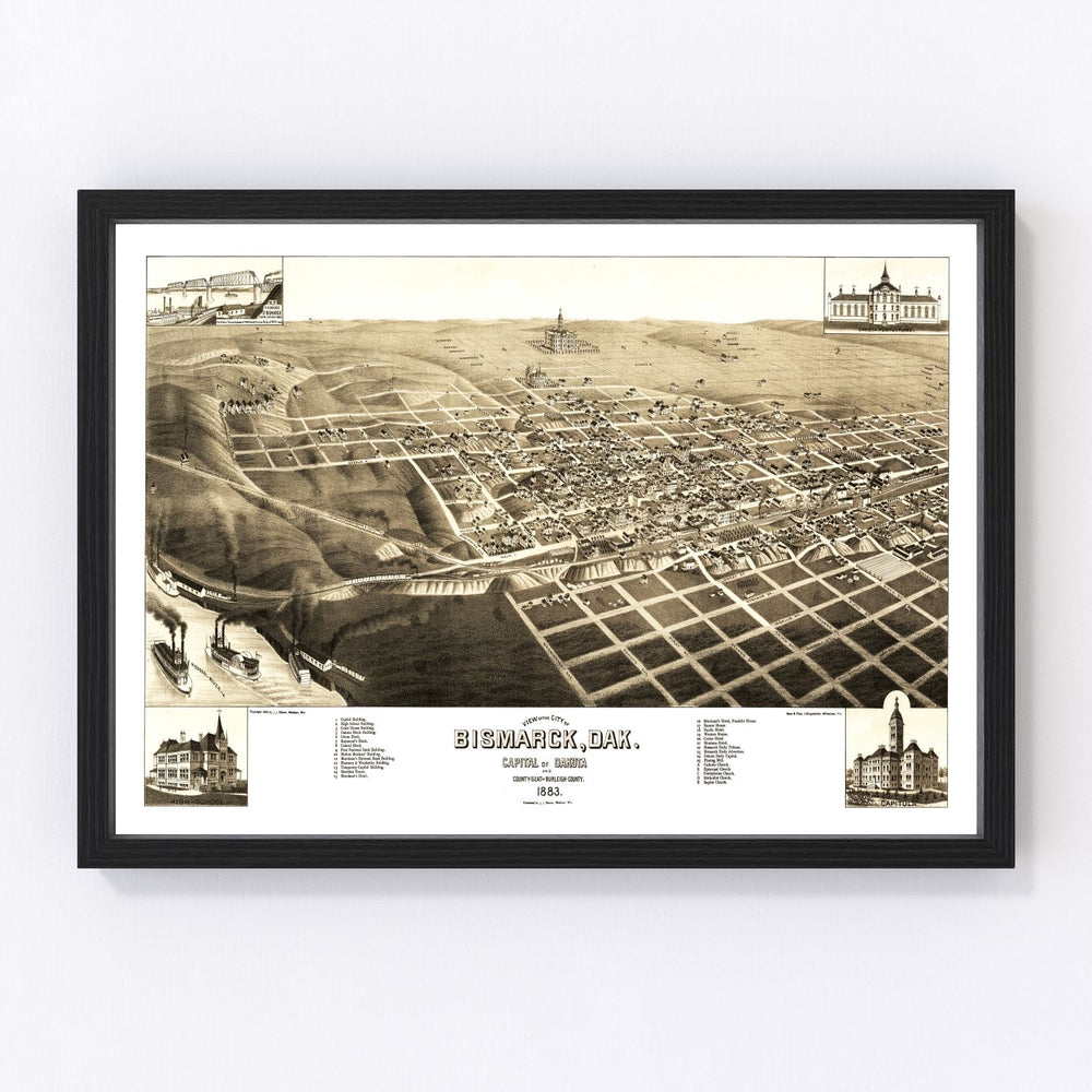 Bismarck Vintage Map 1883