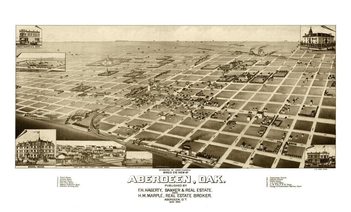 Preview of Vintage Map of Aberdeen, South Dakota 1883
