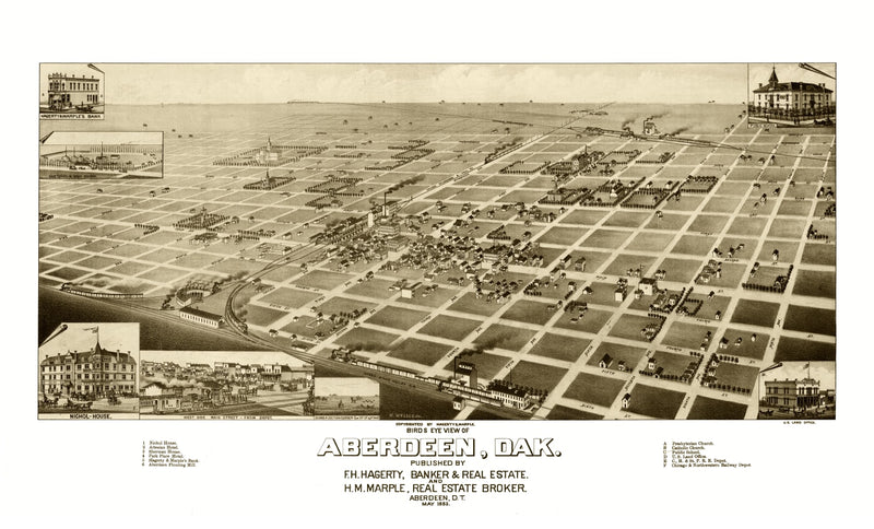 Size comparison using Vintage Map of Aberdeen, South Dakota 1883