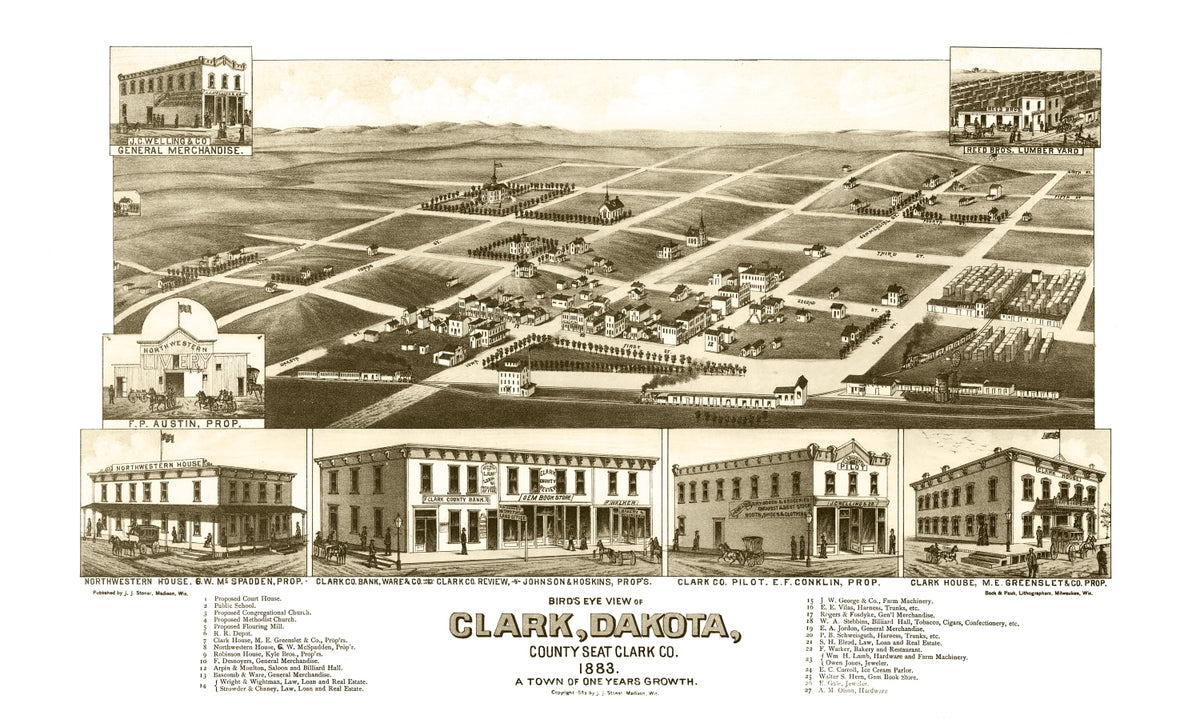 Preview of Vintage Map of Clark, South Dakota 1883
