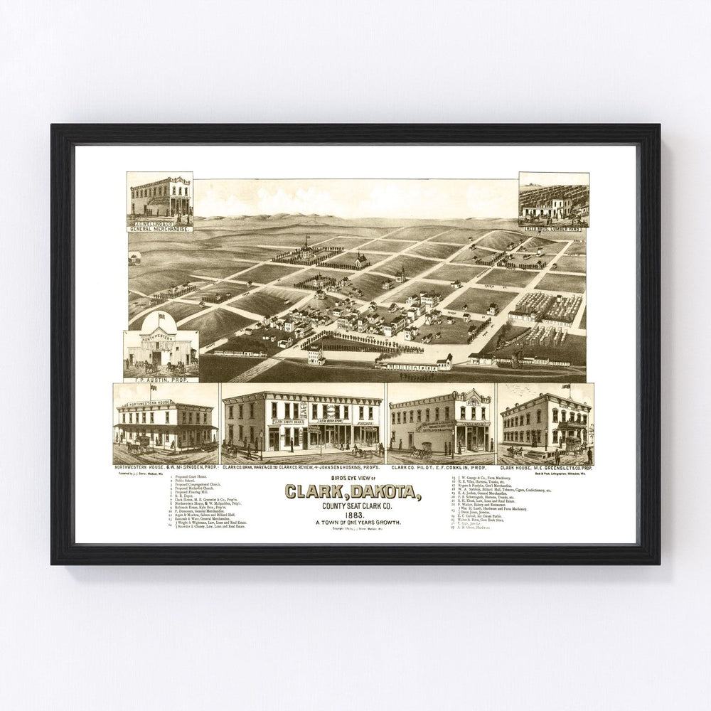 Clark Vintage Map 1883