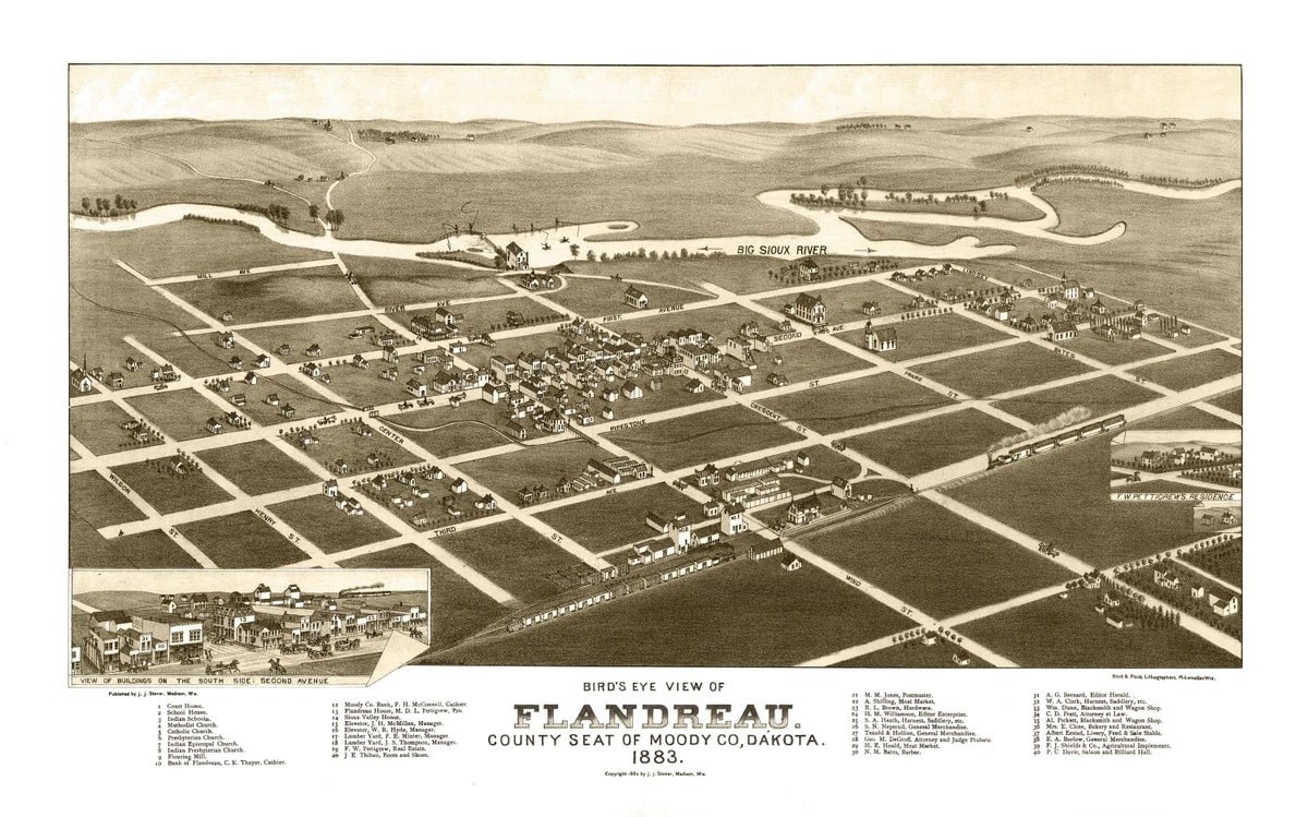 Preview of Vintage Map of Flandreau, South Dakota 1883
