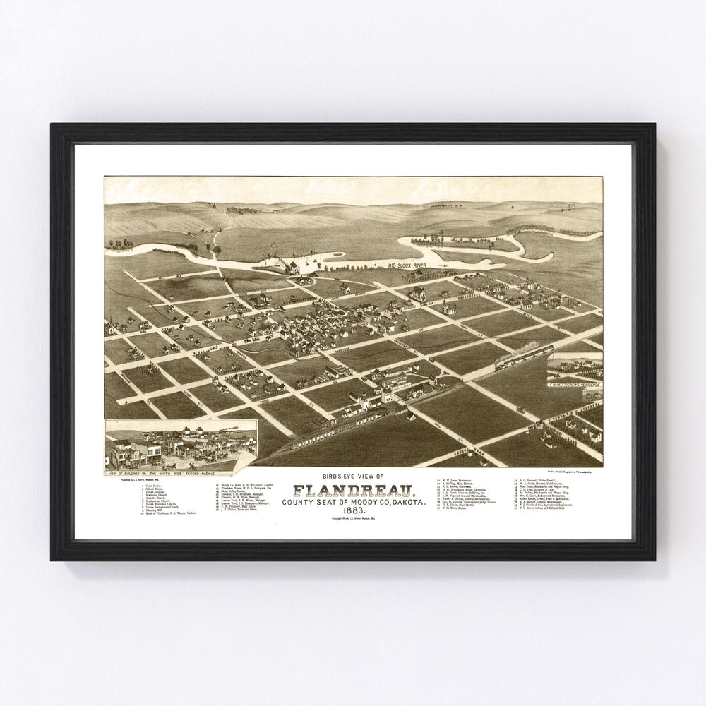 Flandreau Vintage Map 1883