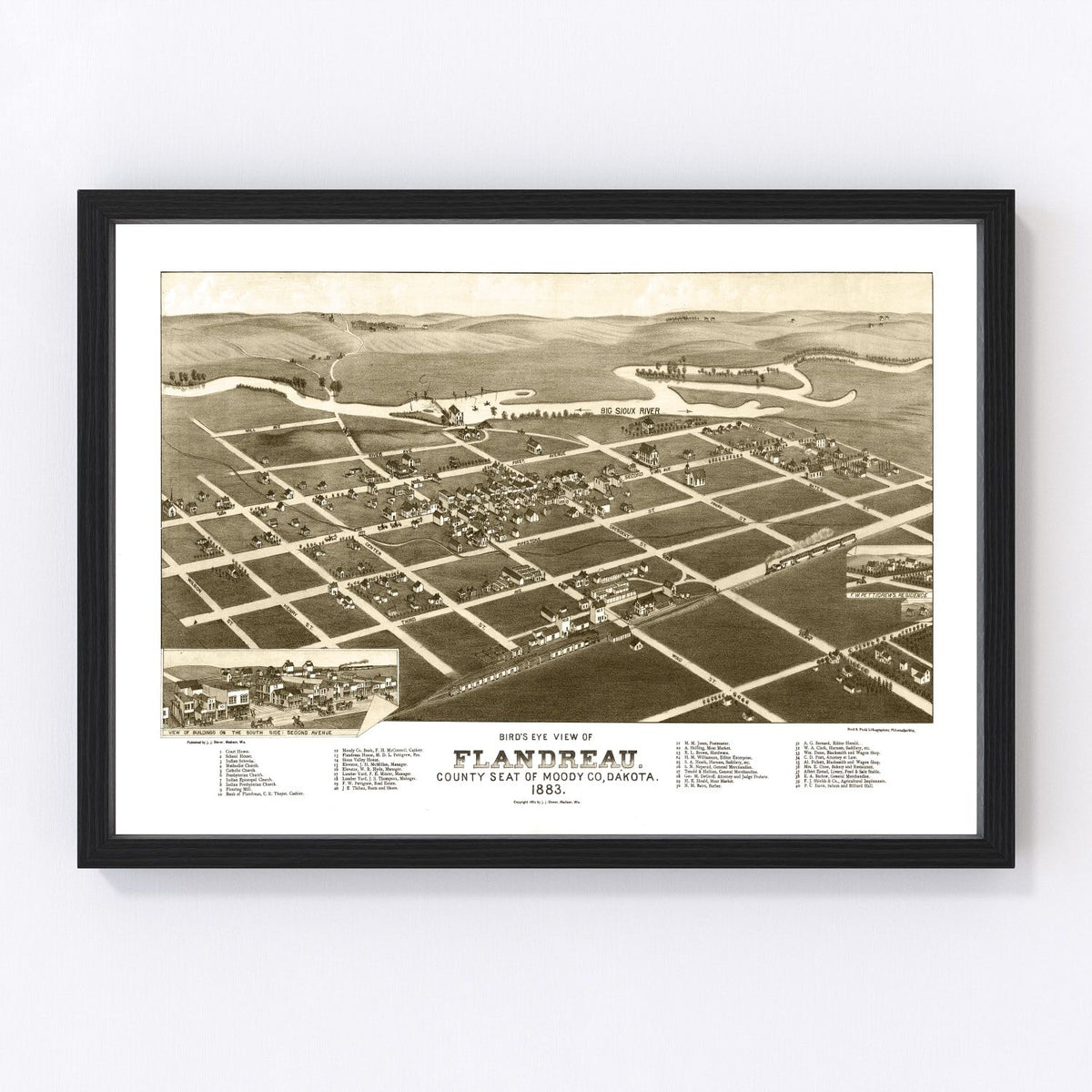 Flandreau Vintage Map 1883