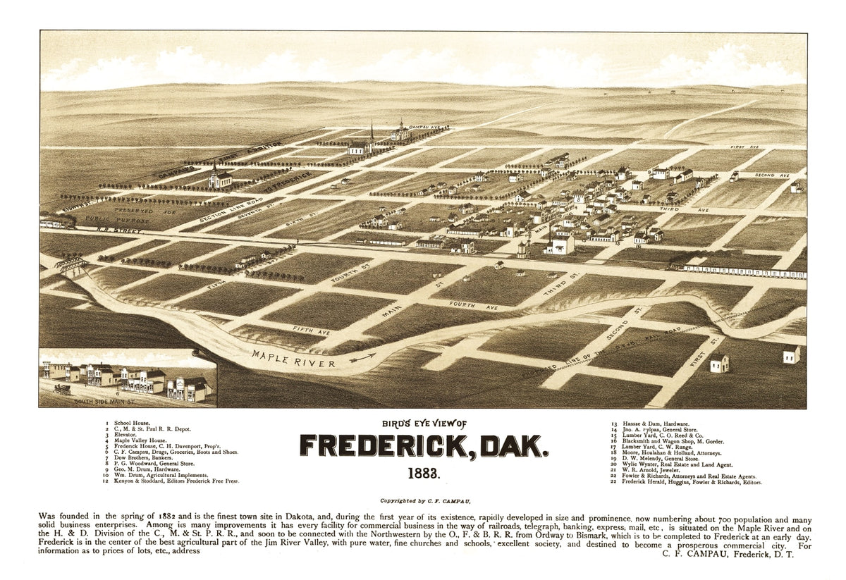 Preview of Vintage Map of Frederick, South Dakota 1883