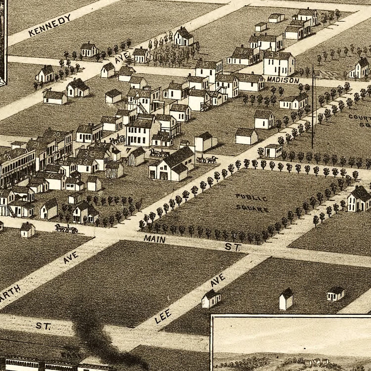 Restored historic details from the 1883 city map of Madison, South Dakota