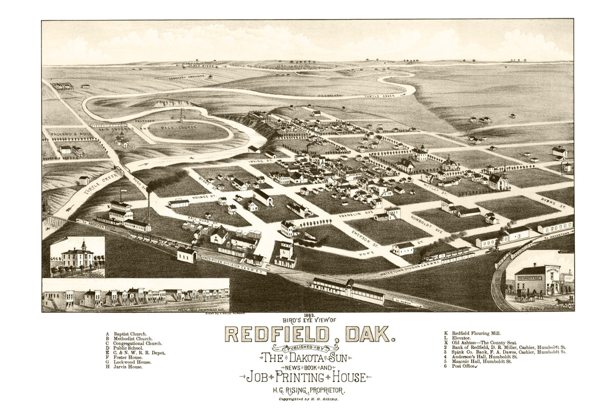 Preview of Vintage Map of Redfield, South Dakota 1883