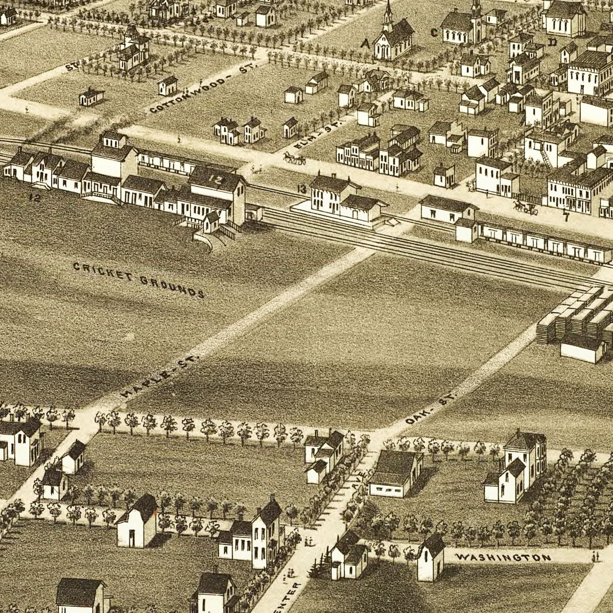 Restored historic details from the 1883 city map of Watertown, South Dakota