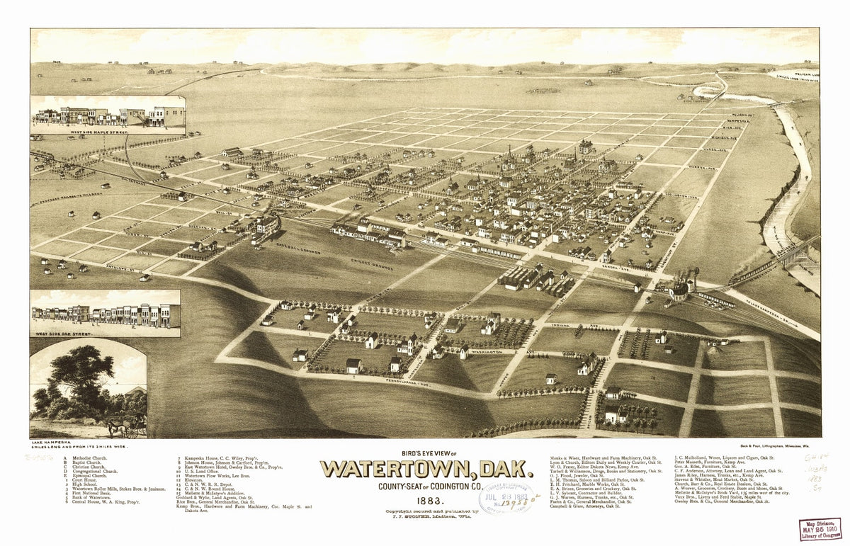 Preview of Vintage Map of Watertown, South Dakota 1883