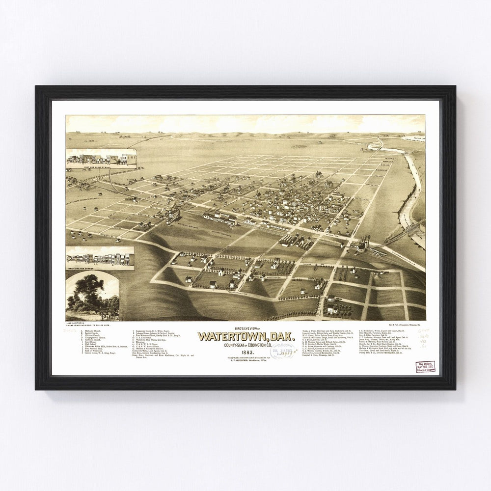 Watertown Vintage Map 1883
