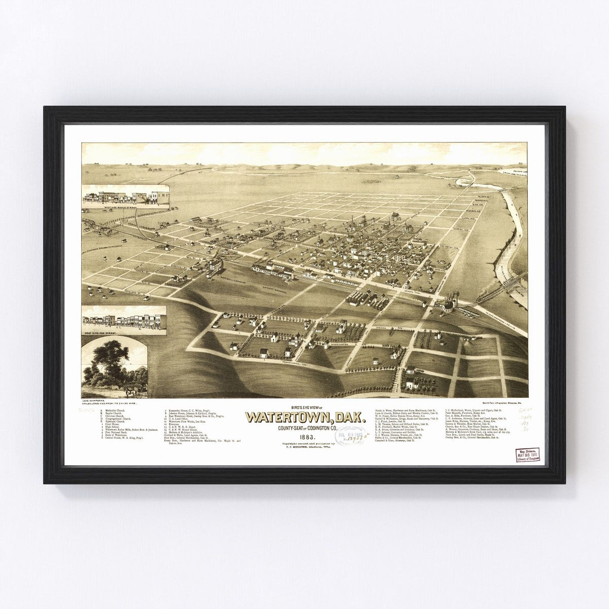 Watertown Vintage Map 1883