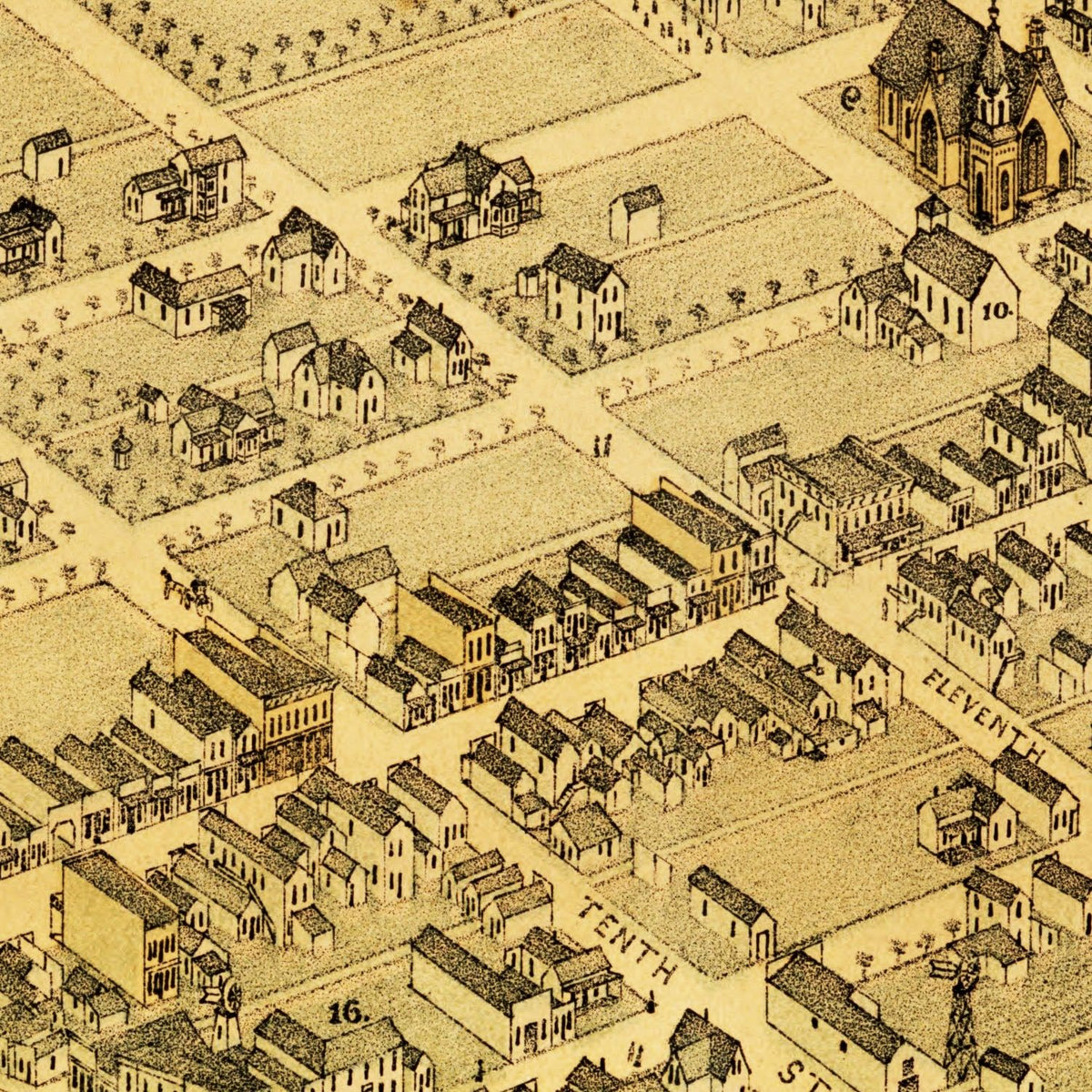Restored historic details from the 1881 city map of Kearney, Nebraska
