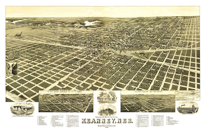 Size comparison using Vintage Map of Kearney, Nebraska 1889