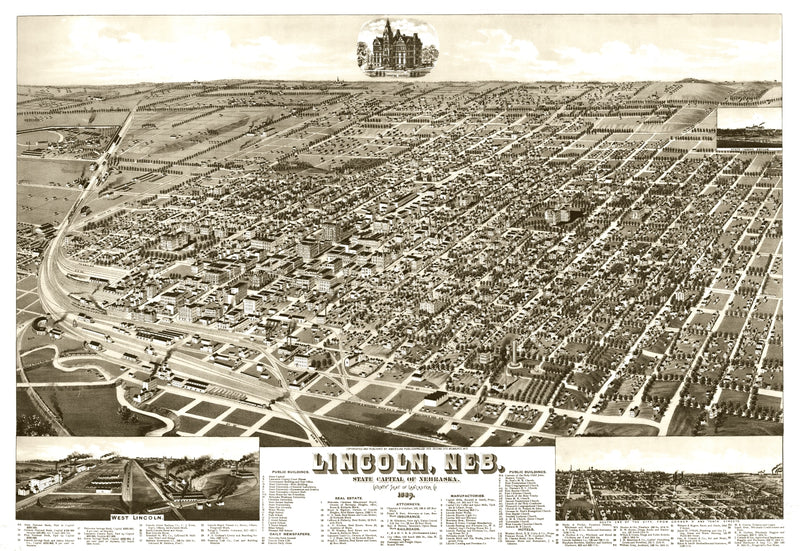 Size comparison using Vintage Map of Lincoln, Nebraska 1889