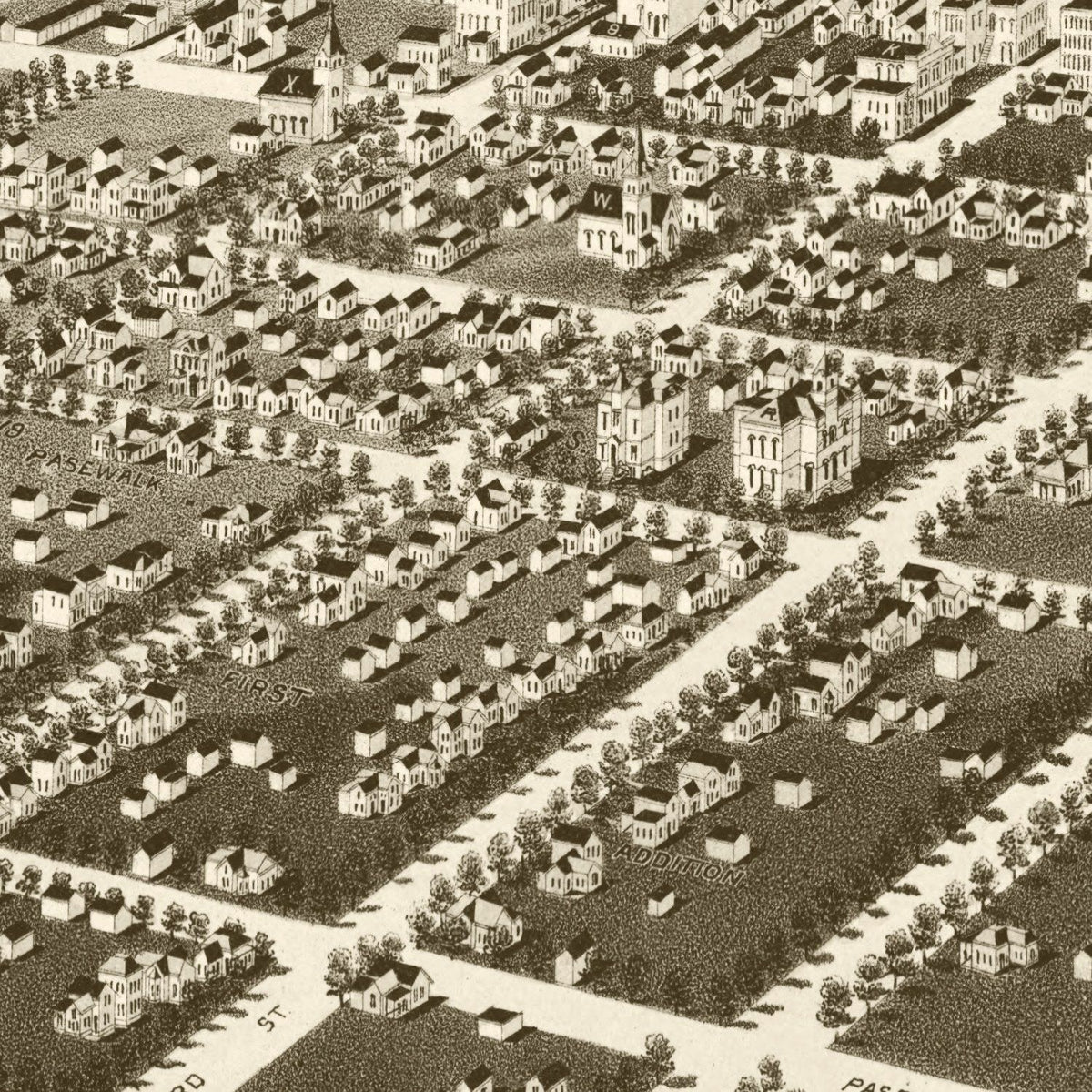 Restored historic details from the 1889 city map of Norfolk, Nebraska