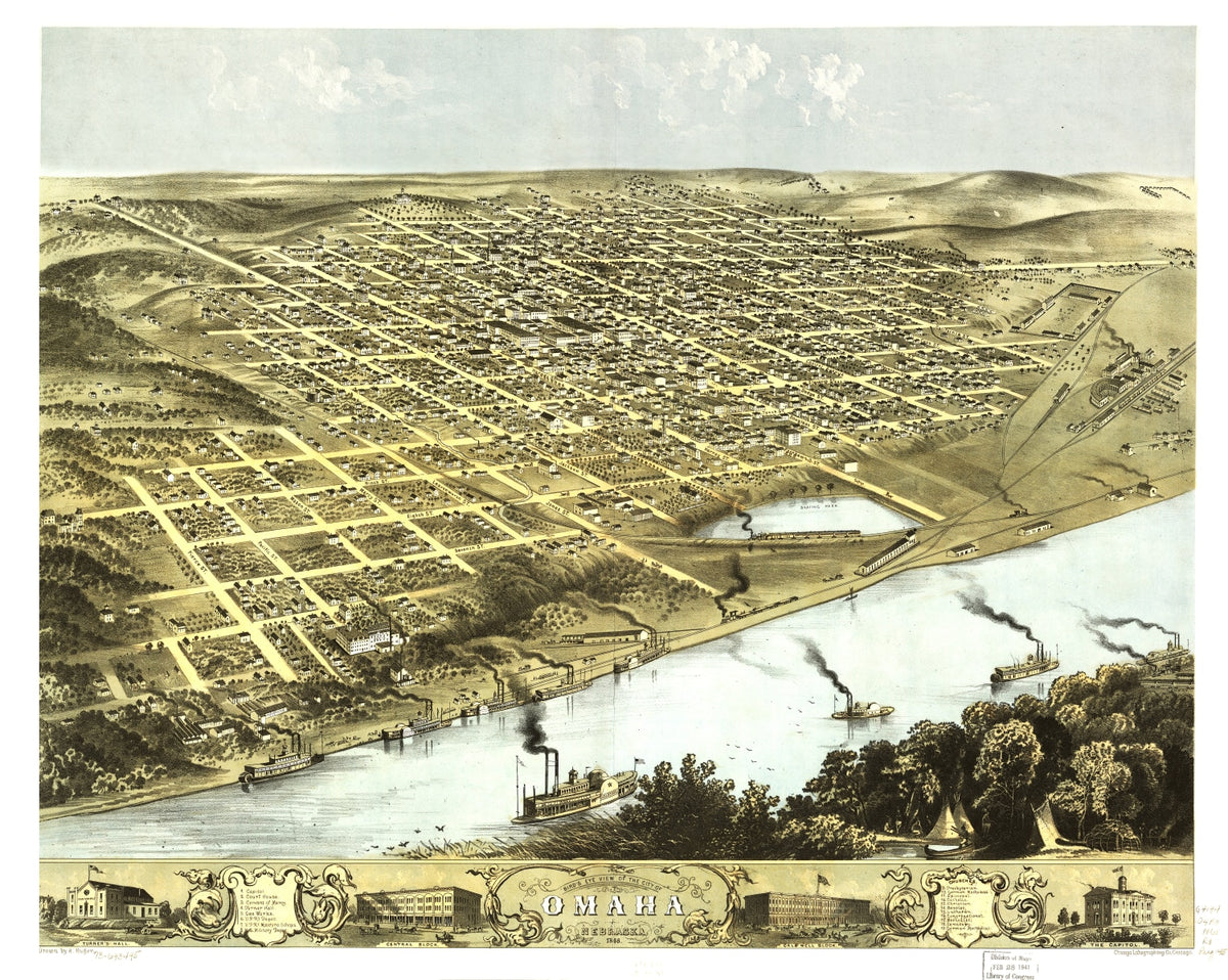 Preview of Vintage Map of Omaha, Nebraska 1868