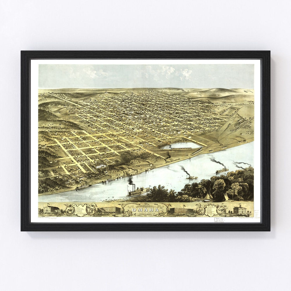 Omaha Vintage Map 1868
