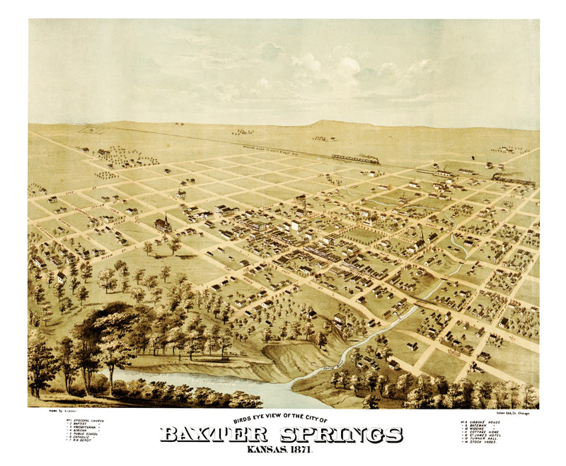 Size comparison using Vintage Map of Baxter Springs, Kansas 1871